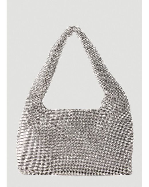 Kara Crystal Mesh Mini Shoulder Bag in Gray | Lyst