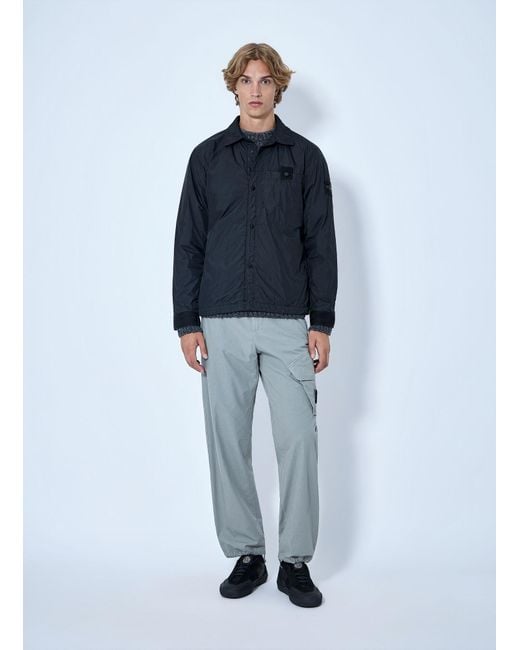 Stone Island Blue Button-Up Nylon Jacket for men
