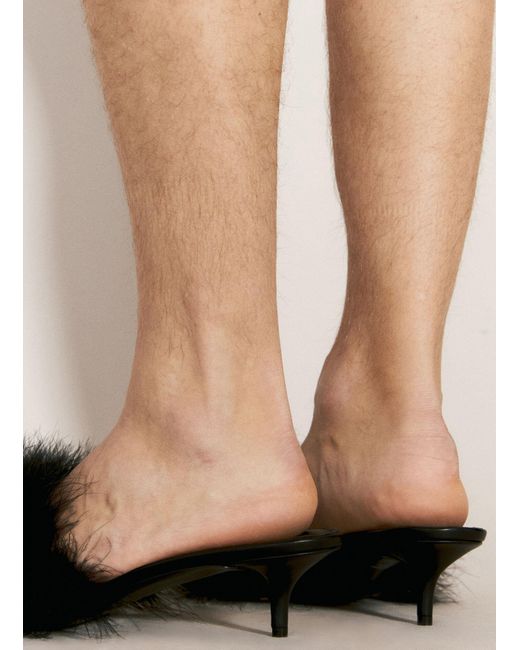 Balenciaga Black Boudoir Feather-trimmed Heels for men