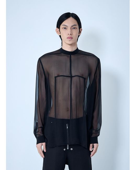 Rick Owens Blue Sheer Panel Shirt for men