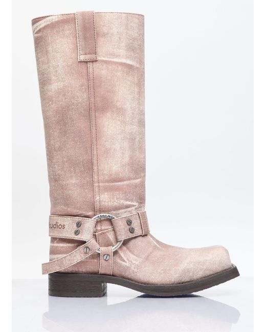 Acne Pink Pull-on Denim Boots