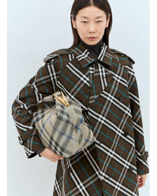 【BURBERRY】MEDIUM PEG HANDBAG Burberry Medium Peg check-pattern Shoulder Bag | Green