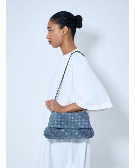 Bottega Veneta Blue Giorno Suede Shoulder Bag