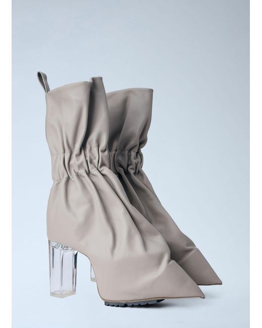 Rick Owens White Taquito Gathered Leather Ankle Boots