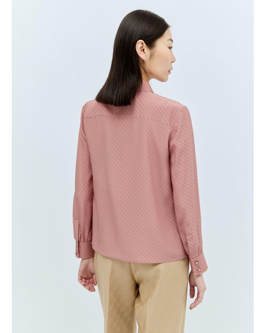 Gucci Pink Micro G Print Silk Shirt