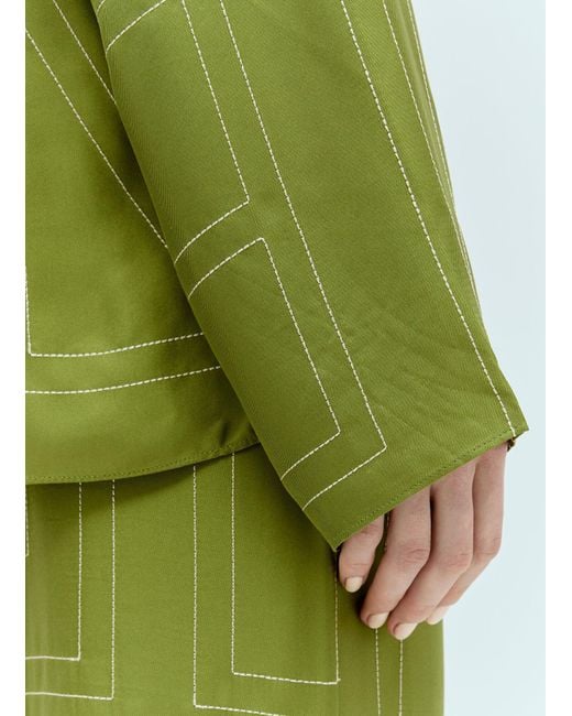 Totême  Green Monogram Silk Pyjama Shirt