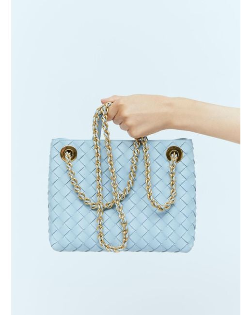 Bottega Veneta Blue Small Chain Andiamo Handbag