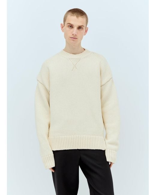 Jil Sander White Heavy-knit Crewneck Sweater for men