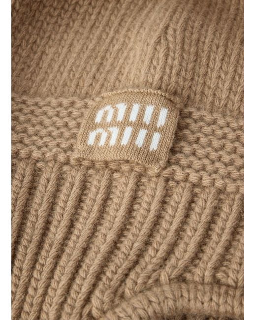 Miu Miu White Cashmere Blend Beanie Hat