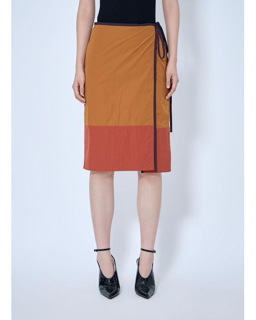 Saint Laurent Orange Wrap-Tie Skirt