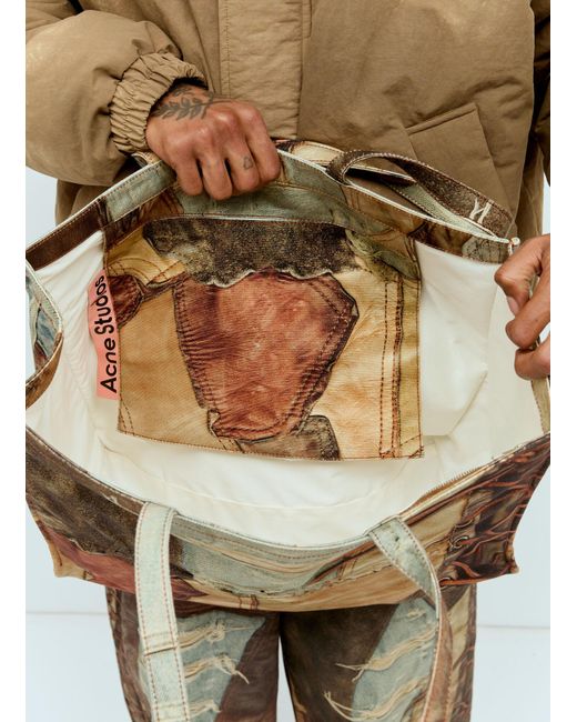 Acne Metallic Logo Shoulder Tote Bag for men