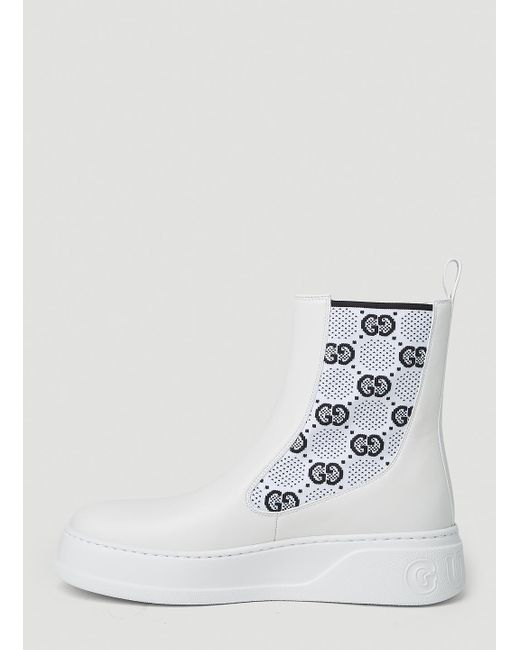 Gucci GG Jersey Chelsea Boots in White | Lyst Canada