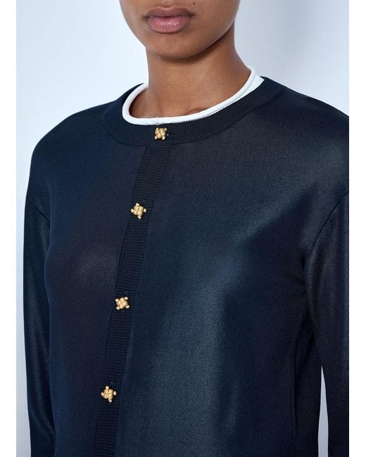 Bottega Veneta Blue Silk Double Knit Cardigan