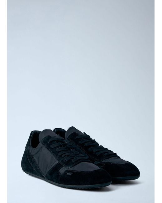 Rick Owens Blue Minimal Suede-Trimmed Sneakers for men