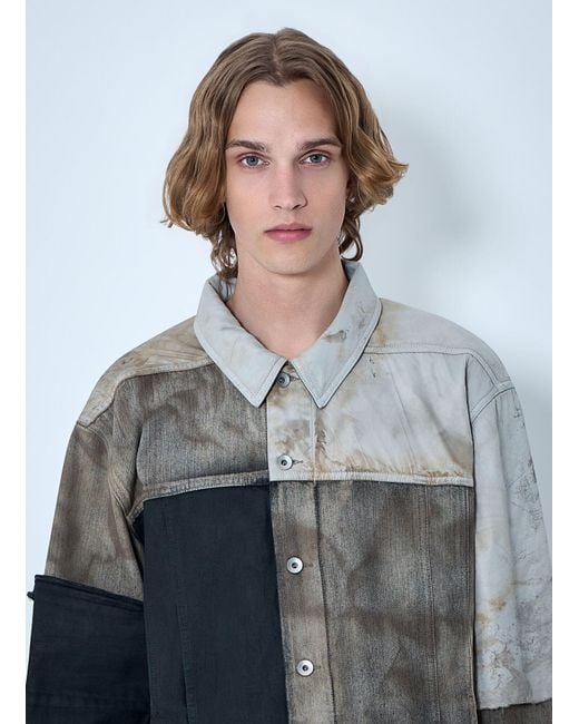 Rick Owens Gray Drkshdw Denim Patchwork Jacket for men