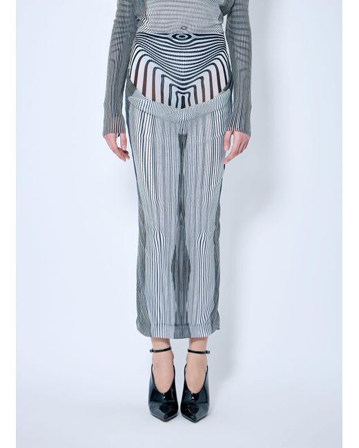Jean Paul Gaultier Blue Double-Layer Mesh Midi Skirt