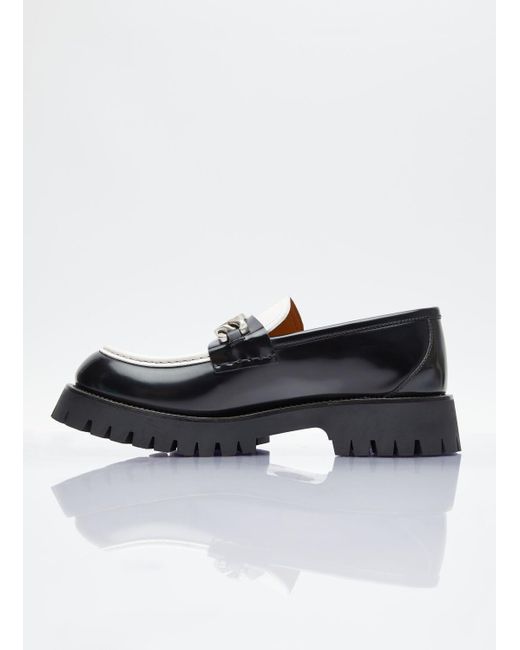 Gucci Black Interlocking G Chain Leather Loafers for men