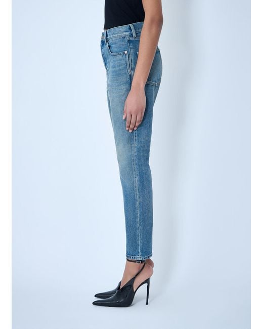 Saint Laurent Blue 90S High-Rise Cropped Slim Jeans