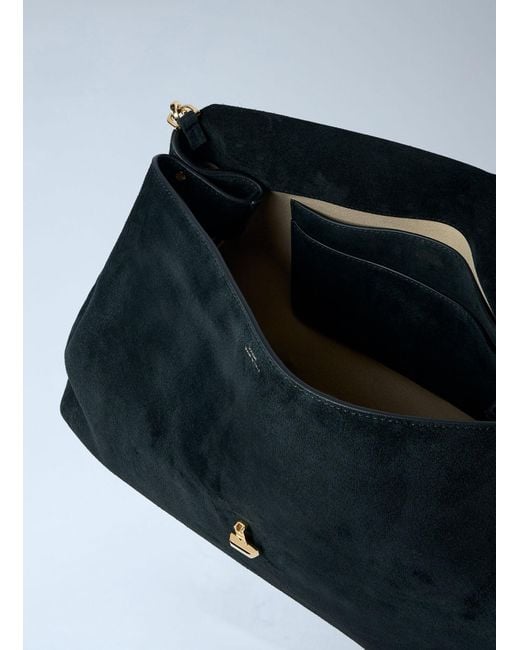 Totême  Blue T-Lock Suede Satchel Bag