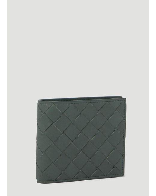 Bottega Veneta Green Intrecciato Bi Fold Leather Wallet for men