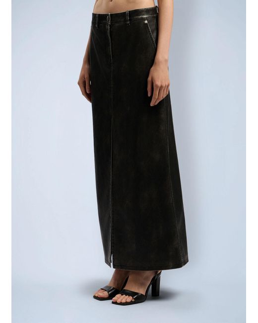 Palm Angels Black Curved Logo Coated Long Skirt