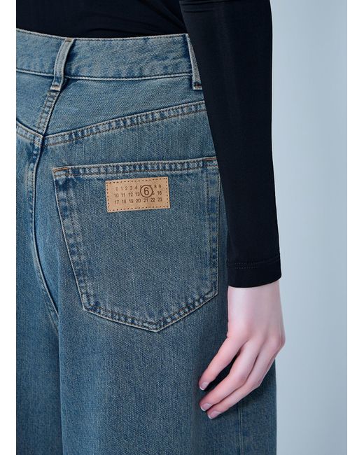 MM6 by Maison Margiela Blue Wide-Leg Patch Pocket Jeans