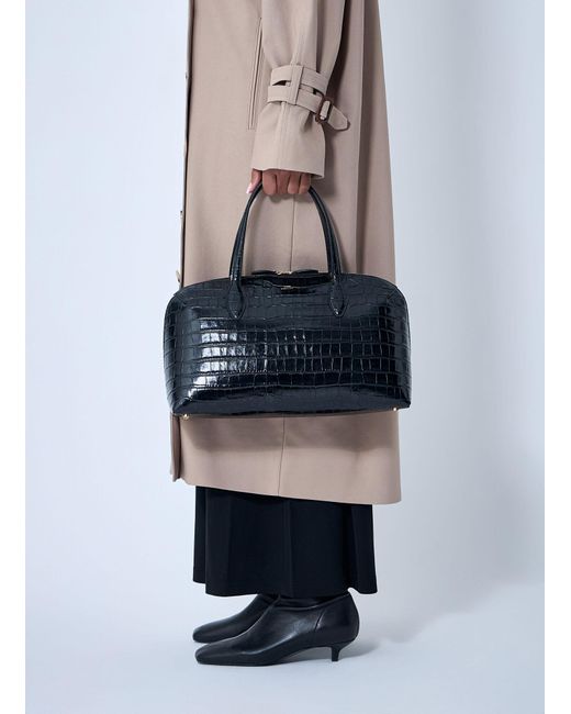 Totême Blue Croc-Embossed Day Tote Bag