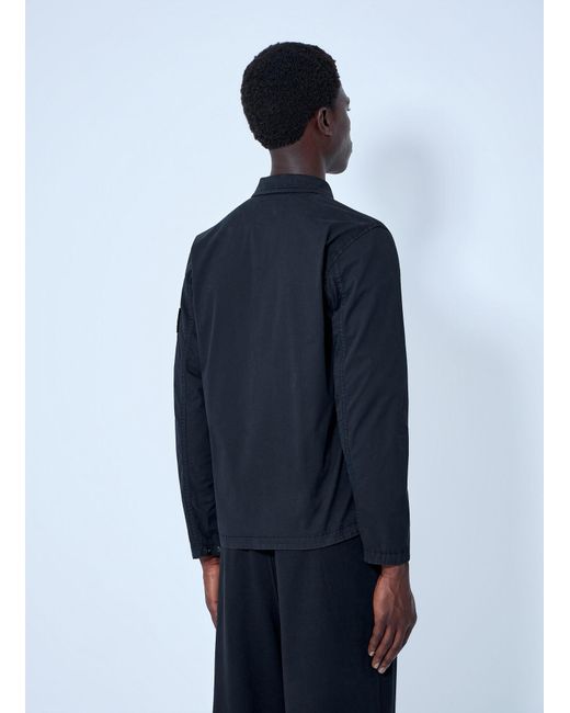 Stone Island Blue Button-Down Cotton Shirt for men