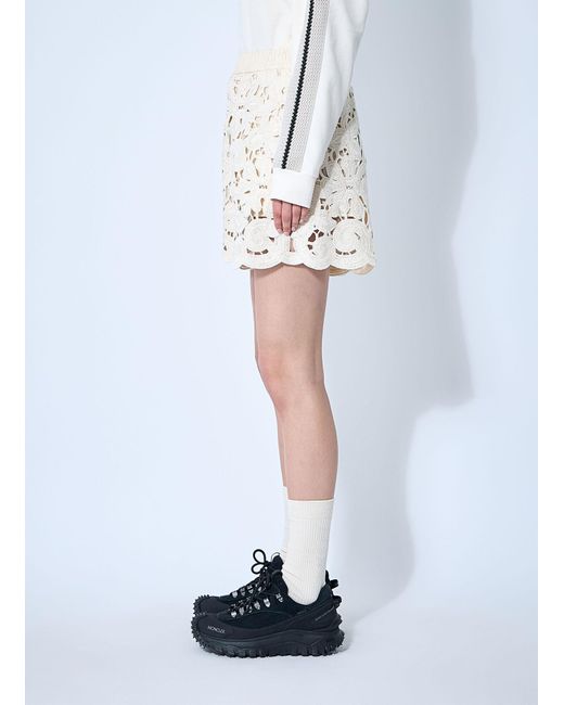 Moncler White Embroidery Anglaise Shorts