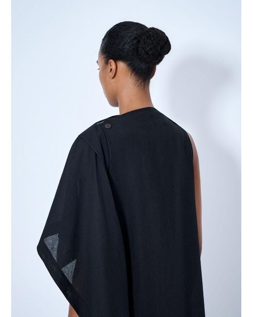 Issey Miyake Blue All Squares Asymmetric Draped Midi Dress