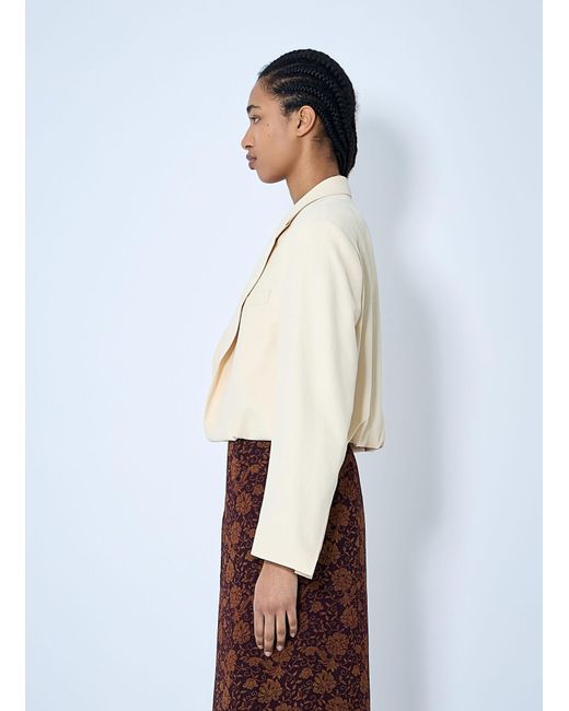 Dries Van Noten White Crop Single-Breasted Blazer