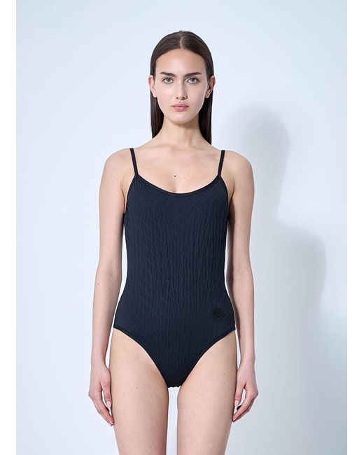Moncler Blue Quilted Swimsuit