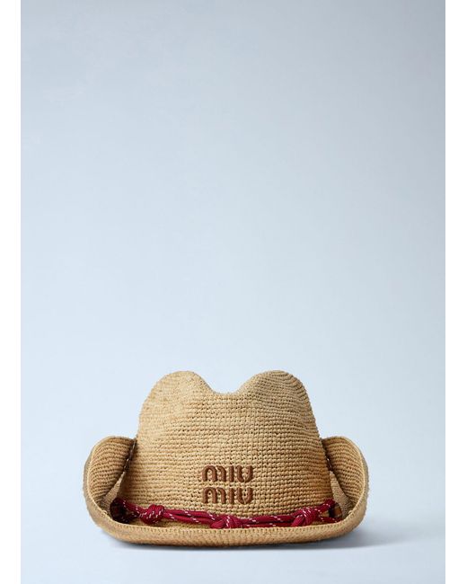 Miu Miu Blue Raffia Hat