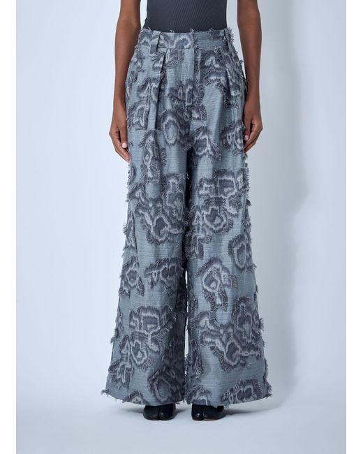 Ganni Blue Fil Coupe Suiting Big Pleat Pants