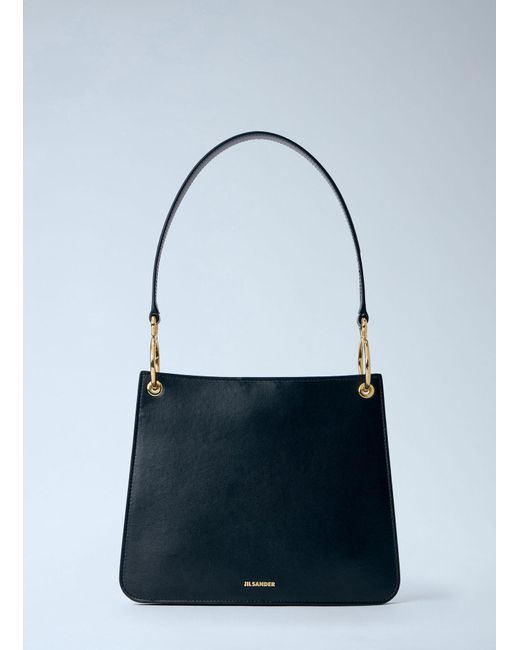 Jil Sander Blue Structured Leather Shoulder Bag
