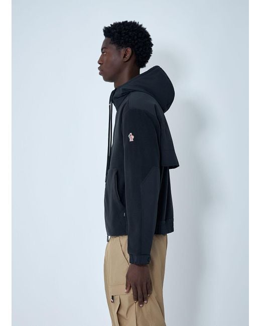 Moncler Blue Hooded Jacket With Logo Patch for men