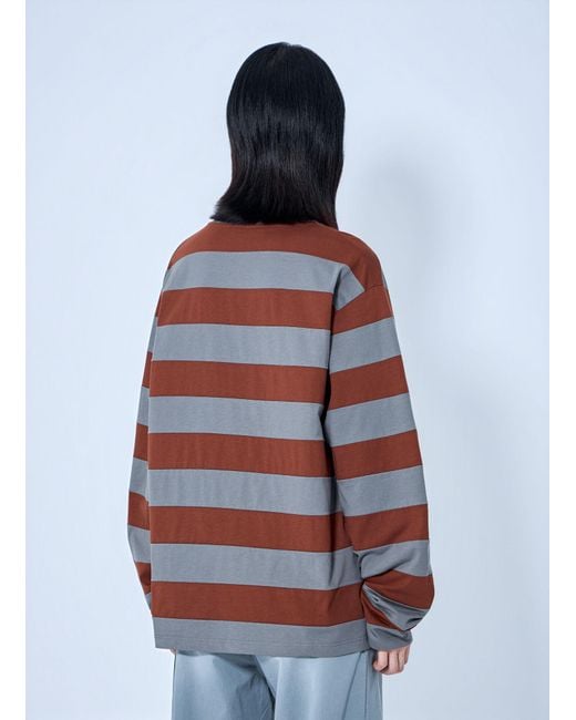 Miu Miu Gray Striped Jersey T-Shirt