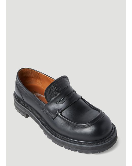 Marni Black Pierced Leather Loafers for men