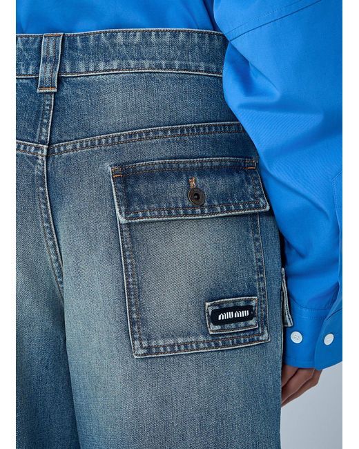 Miu Miu Blue Cargo Denim Jeans