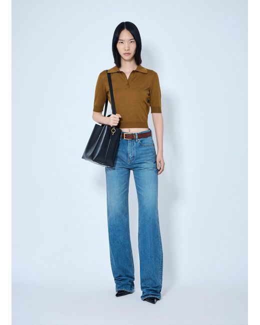 Saint Laurent Blue Flared High-Waisted Five-Pocket Jeans