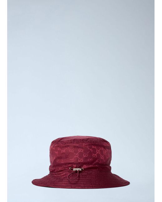 Gucci Red Logo Motif Bucket Hat