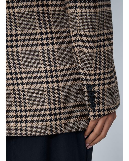 Saint Laurent Gray Double-Breasted Plaid Blazer