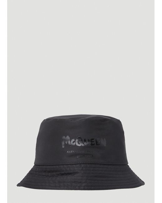 Alexander McQueen Logo Graffiti Bucket Hat in Black for Men | Lyst UK