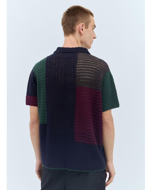 Thisisneverthat Blue Block Crochet Shirt for men