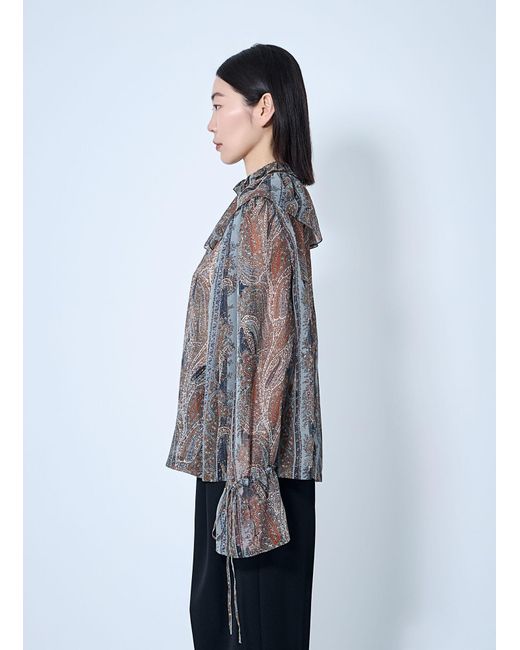 Saint Laurent Blue Paisley Silk Georgette Blouse
