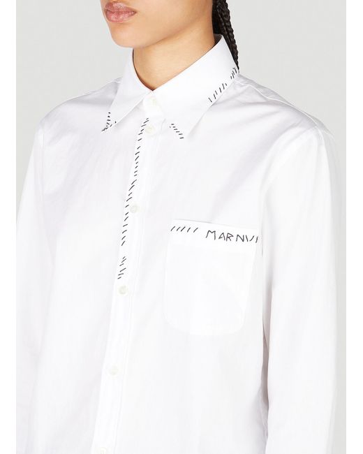 Marni White Logo Embroidery Shirt
