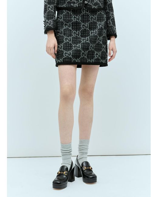 Gucci Black Gg Tweed Mini Skirt