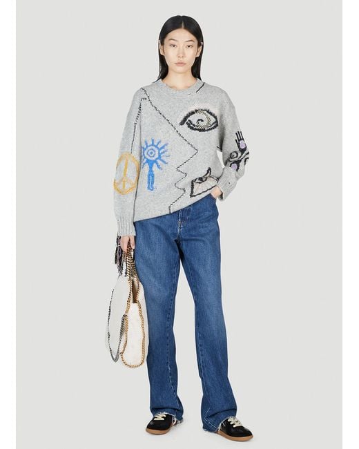 Stella McCartney Gray Folklore Embroidery Sweater