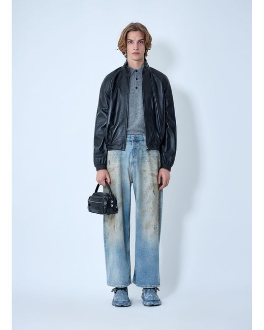 Acne Blue Leather Jacket for men