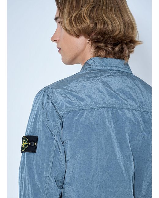 Stone Island Blue Zip-Up Jacket With Chest Pocket for men